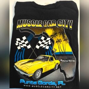 Vintage Gildan Black and Yellow Muscle Car City Tee XL Preowned EUC.